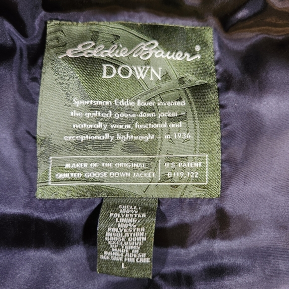 Eddie Bauer Goose Down Faux Fur Collar Quiltee Puffer Vest Women's L Olive Green - Picture 5 of 9